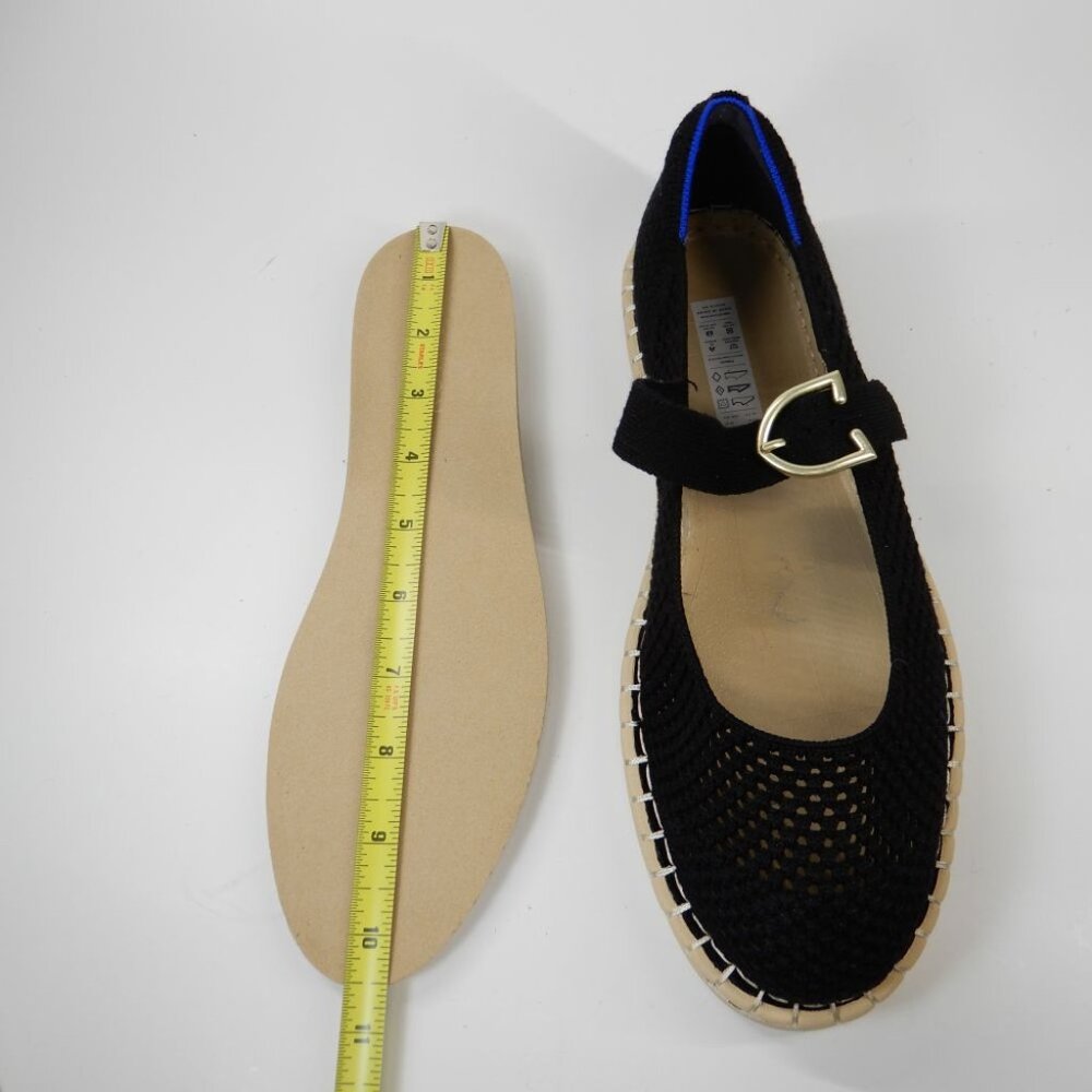 Rothy's Black Mary Jane Espadrille Flats with Gold Buckle - Picture 12 of 16